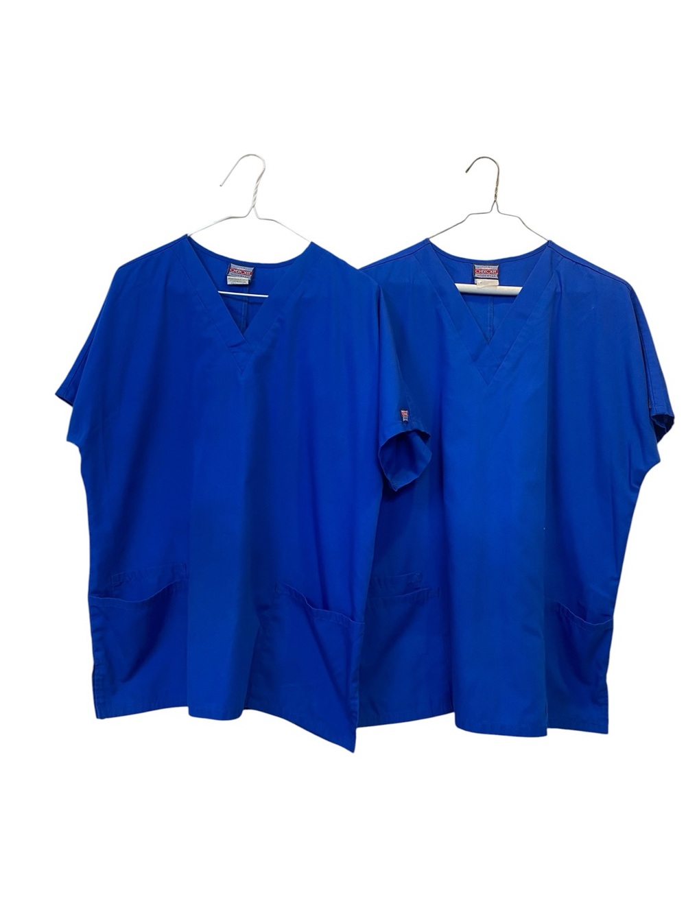 Cherokee Scrubs Workwear Sz Medium set of 2 Royal Blue Medical Scrub Tops V-neck